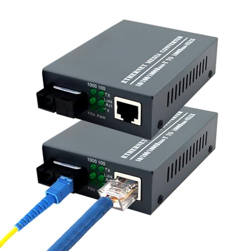 Zuasdvnk Single Mode Glasfaser-Konverter - Gigabit Fast Ethernet Speed Single Mode Konverter - Fiber Media Converter, LC Transceiver Modul, Auto Sensing Gigabit für Zuhause von Zuasdvnk