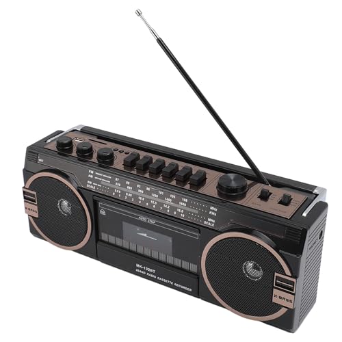 Kassetten Boombox, Retro Blueooth Boombox mit USB, SD und 3,5 Mm AUX Eingang, AM FM SW Kassettenspieler und Recorder (Black) von Zunate