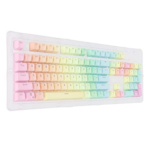 Tastatur Tastenkappen, 104 Tasten Regenbogen Thema Ergonomische Schreibmaschinen Gaming Tastatur Tastenkappen Zweifarbige Durchscheinende Dip Dyeing Prozess DIY Tastenkappe, für die Meisten Mechanisch von Zunate