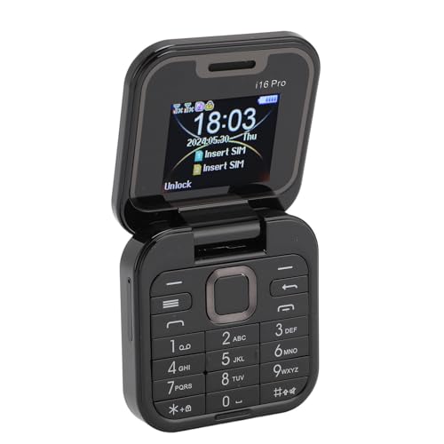 Zunate 2G Small Klapphandy, Faltbares Handy, 2 SIM Kartensteckplätze, 1,77 Zoll Kleines Display, Entsperrtes Klapphandy, Unterstützt UKW Radio, Schnellwahl, Vibration (Black) von Zunate