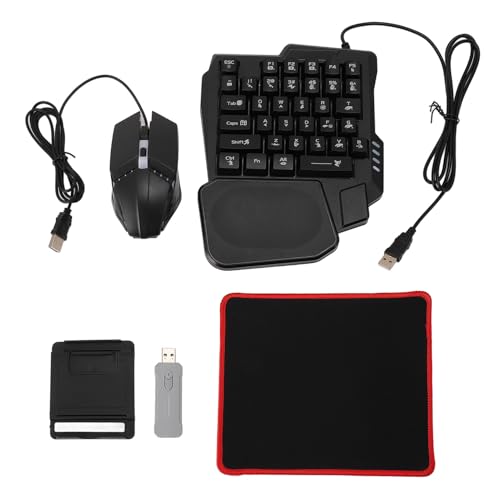 Zunate Gaming-Tastatur-Maus-Konverter-Mauspad-Set, RGB-Spiel, Kabelgebunden, Mechanische Gaming-Tastatur, Halbe Hand, Mechanische Tastatur, Gaming-PC-Tastatur für Android für Harmony von Zunate