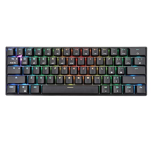 Zunate Kabellose Bluetooth/USB-Kabelgebundene Mechanische Gaming-Tastatur, Ergonomische, Kompakte 64 Tasten RGB-LED-Hintergrundbeleuchtung N-Tasten-Rollover für von Zunate