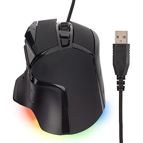 Zunate RGB Gaming Maus, Ergonomische Computermaus mit RGB Hintergrundbeleuchtung, 6 stufig Einstellbare DPI Bis zu 7200, Tragbare Kabelgebundene Mechanische Maus, für das Büro von Zunate