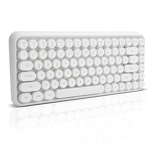 Zunate Wireless Keyboard, 84 Tasten Retro Round Keycap Gaming Office Bluetooth Tastatur Retro Schreibmaschine Ergonomische Schreibtastatur,für Gaming und Büro(Elfenbeinweiß) von Zunate