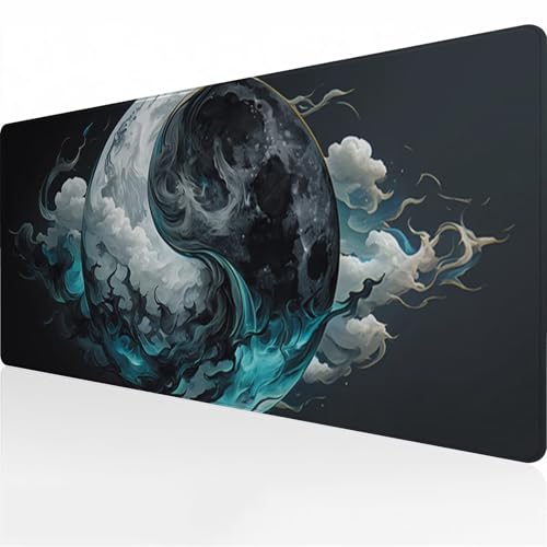 Gaming Mauspad XXL Groß Mousepad 600x300x2 mm Großes Verlängertes Schreibtischpad Lange Tastatur Pad mit rutschfeste Gummimatte verbessert Präzision und Geschwindigkeit (Weiß Grün Schwarz) von Zuooyi