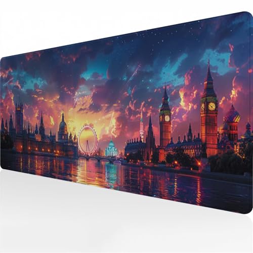 Gaming Mauspad XXL Groß Mousepad 700x300x3 mm Großes Verlängertes Schreibtischpad Lange Tastatur Pad mit rutschfeste Gummimatte verbessert Präzision und Geschwindigkeit (Stadtbild) von Zuooyi