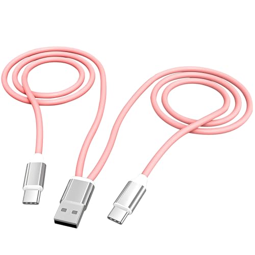 USB A auf 2USB C Ladekabel Pink, 122 cm, Multi 2-in-1 Dual USB C Kabel TPE für iPhone 16 15 Serie, iPad, Samsung Galaxy S24 S23, Pixel 9 8, Moto, Bewegungsmelder, kleiner Ventilator (nur Laden) von Zusnxaxe