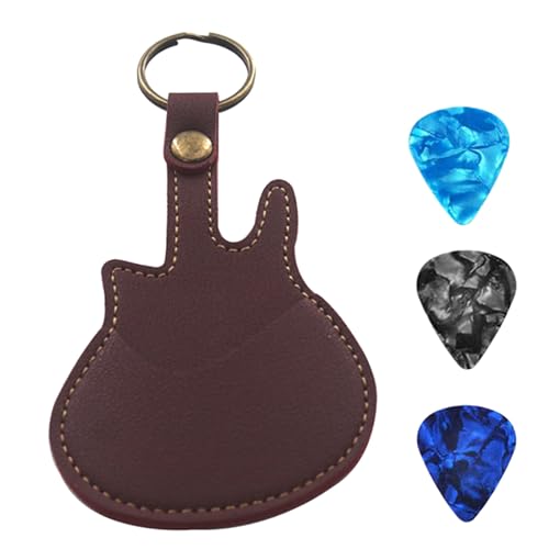 PU-Leder-Plektrum-Tasche und Plektrum-Tragetasche mit Schlüsselanhänger für Gitarre, Bass, Ukulele, Gitarrenplektren mit 3 Plektren PU-Leder-Plektrum-Tasche und Plektrum-Tragetasche mit Schlüsselanhänger für Gitarre, Bass, Ukulele, Gitarrenplektren mit 3 Plektren von Zxfdsfdbnm