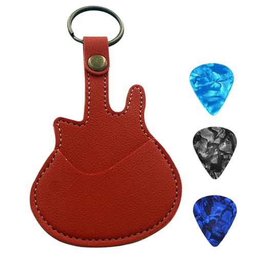PU-Leder-Plektrum-Tasche und Plektrum-Tragetasche mit Schlüsselanhänger für Gitarre, Bass, Ukulele, Gitarrenplektren mit 3 Plektren PU-Leder-Plektrum-Tasche und Plektrum-Tragetasche mit Schlüsselanhänger für Gitarre, Bass, Ukulele, Gitarrenplektren mit 3 Plektren von Zxfdsfdbnm