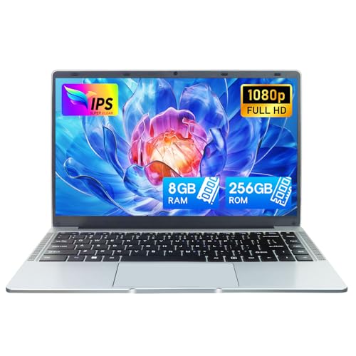 Zyphionix 14 Zoll Ultrabook Laptop, 8 GB RAM 256GB ROM SSD Windows 11 pro,1920 x 1080 Pixel,Celeron N4120 (bis zu 2,6GHz), Dual-WLAN, 2xUSB 3.0,Deutsche Tastaturfolie von Zyphionix