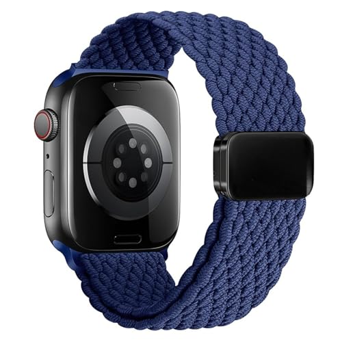 Zythtic Geflochten Armband Kompatibel mit Apple Watch Armband 40mm 41mm 38mm 42mm Damen Herren, Stoff Sport Nylon Band mit Magnetisch Verschluss für iWatch SE Series 10 9 8 7 6 5 4 3 2 1,Blau von Zythtic