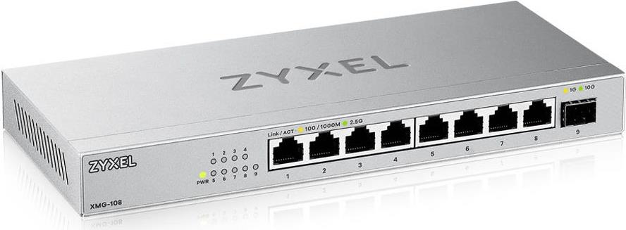 ZyXEL XMG-108 8 Port 10/2.5G MultiGig Switch unmanaged - Switch - 8-Port - XMG-108 8 Ports 2.5G+1 SFP+Desktop (XMG-108-ZZ0101F) von Zyxel