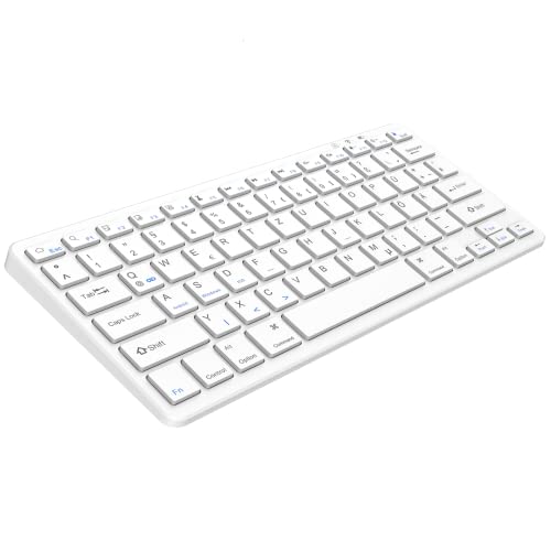 QWERTZ Kabellose Bluetooth Tastatur für iPad, kompatible mit iPad 10.2/9.7,iPad Pro 11/iPad Pro 12.9,iPad Air/iPad Mini/iPhone, für Windows,iOS,Android,Weiß von aMZCaSE