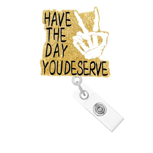 Abamilaka Ausweishalter mit Krokodilklemme, Aufschrift "Have The Day You Deserve", Skelett, Radiologie, einziehbar, lustig, Krankenschwester, RN CNA, medizinischer Ausweishalter mit Krokodilklemme, von abamilaka