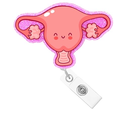 Abamilaka Uterus Ausweishalter mit Krokodilklemme, einziehbar, OBGYN Arbeit und Lieferung, lustiger L&D Krankenschwester, Krankenpflege, Ausweishalter mit Krokodilklemme, Acryl-Namensschild-Clip, von abamilaka