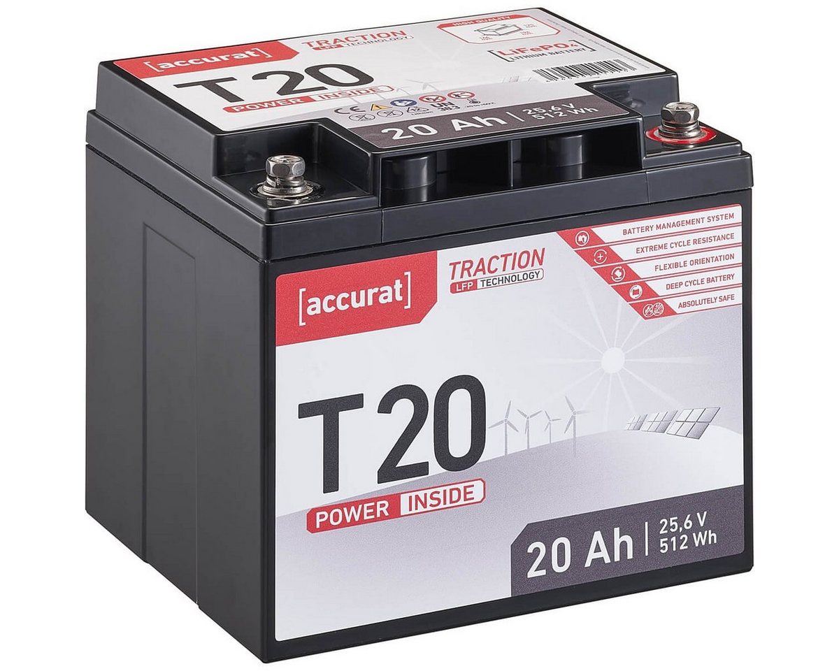 accurat 24V 20Ah LiFePO4 Lithium Batterie 512Wh BMS Akku Batterie, (24 V) von accurat