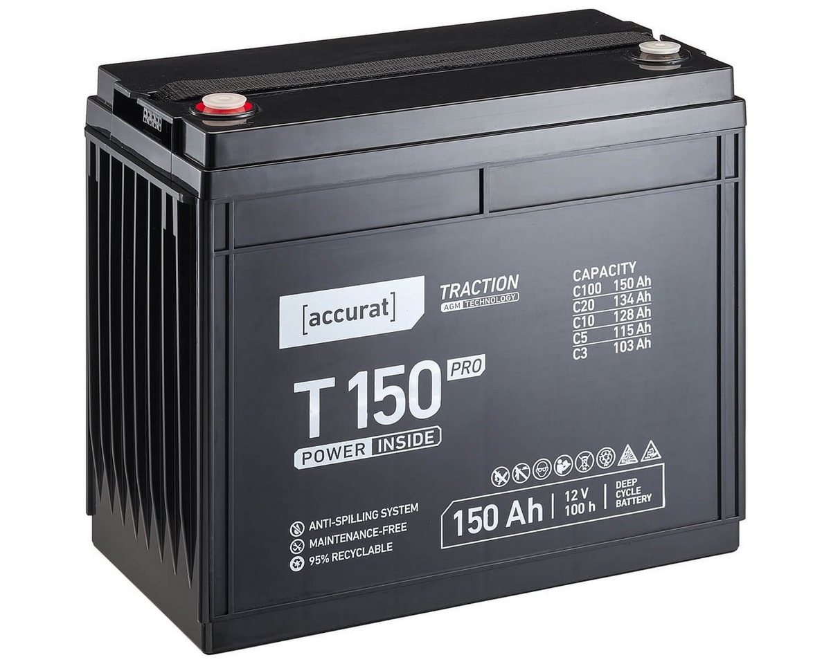 accurat Accurat Traction T150 Pro AGM Batterie 150Ah Solar Wohnmobil Wohnwagen Batterie, (12 V) von accurat