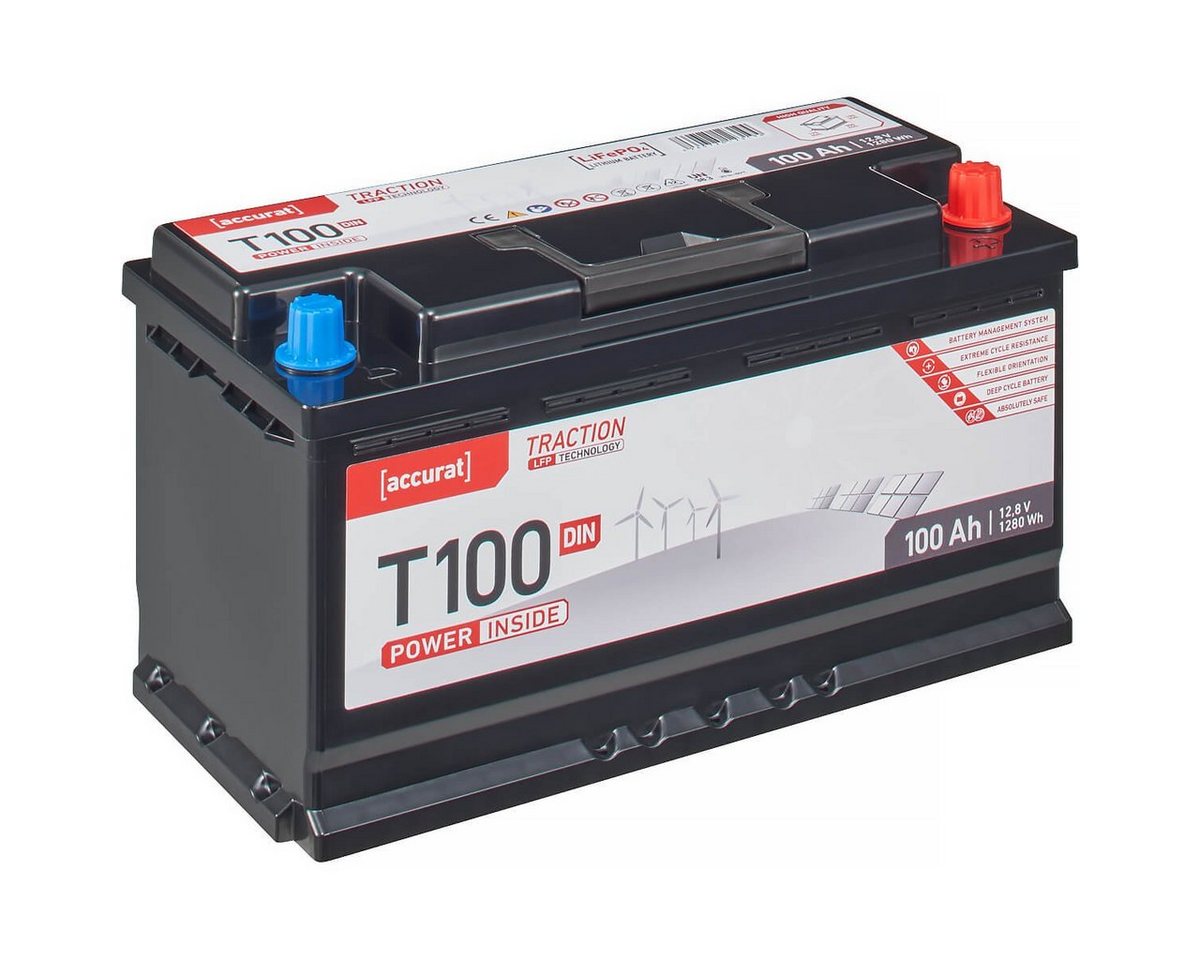 accurat LiFePO4 Batterie 100Ah 12V Lithium Akku für Solar Wohnmobil Wohnwagen Batterie, (12 V) von accurat