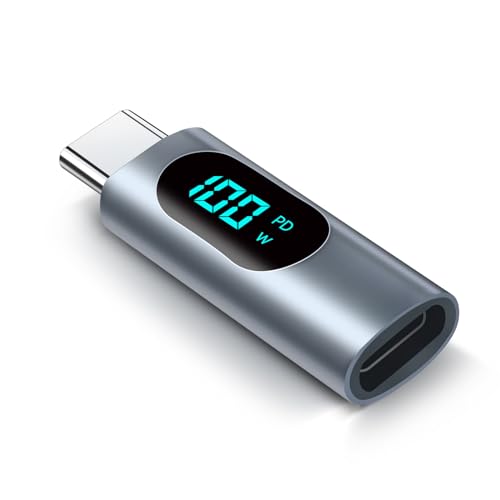 aceyoon 100W USB C auf USB C Adapter, Adapter USB C mit LED Display unterstütze PD Schnellladen und Datenübertragung USB C Kupplung für iPhone15/15 Pro/15 Pro MAX, für Galaxy und mehr USB C Geräte von aceyoon