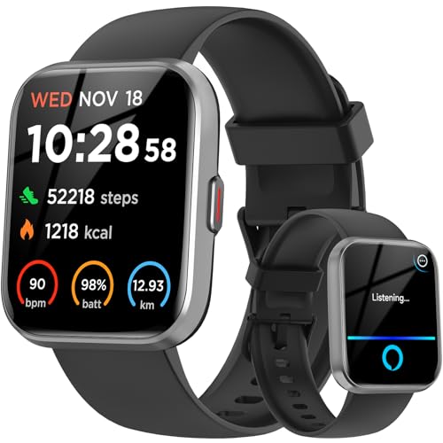 Smartwatch Damen Herren mit Telefonfunktion & Alexa Integriert,Uhren Damen mit 110+ Sportmodi,Herzfrequenz SpO2 Schlafmonitor Smart Watch,1.8" Touchscreen IP68 Wasserdicht Fitnessuhr für iOS Andriod von aeac