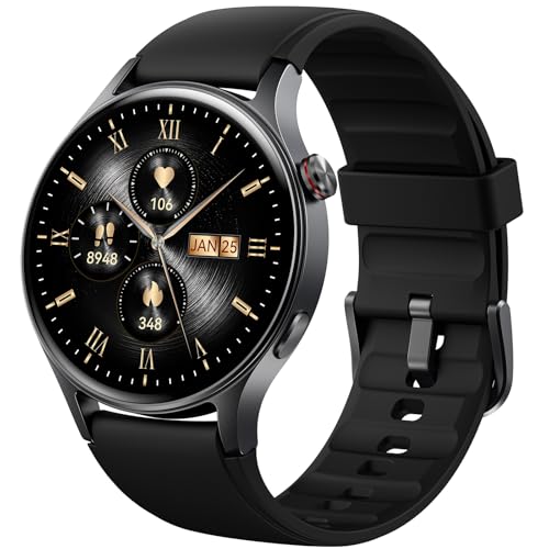 Smartwatch Herren Damen Rund mit Telefonfunktion,1.32" AMOLED Always-On-Display Uhr Herren,110+ Sportmodi Watch mit Pulsuhr Schlafmonitor,AI-Sprachassistent,IP68 wasserdicht Fitnessuhr für iOS Android von aeac