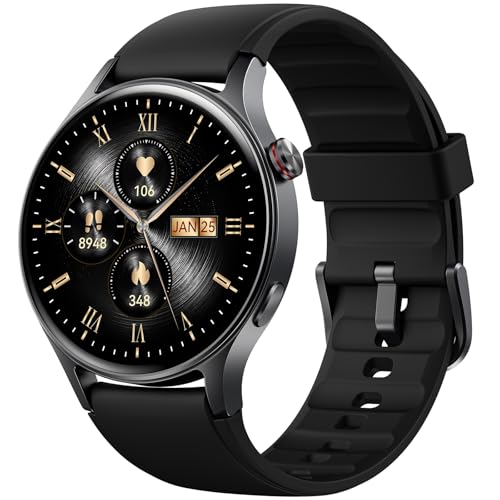 Smartwatch Herren Damen Rund mit Telefonfunktion,1.32" AMOLED Always-On-Display Uhr Herren,110+ Sportmodi Watch mit Pulsuhr Schlafmonitor,AI-Sprachassistent,IP68 wasserdicht Fitnessuhr für iOS Android von aeac