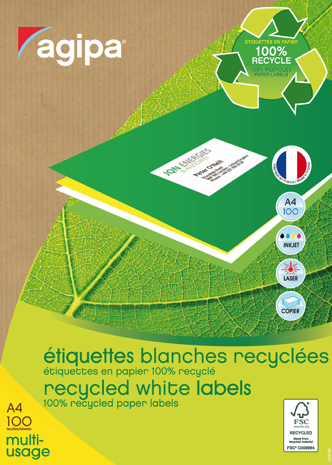 agipa Recycling Vielzweck-Etiketten, 105 x 37 mm, weiß von agipa