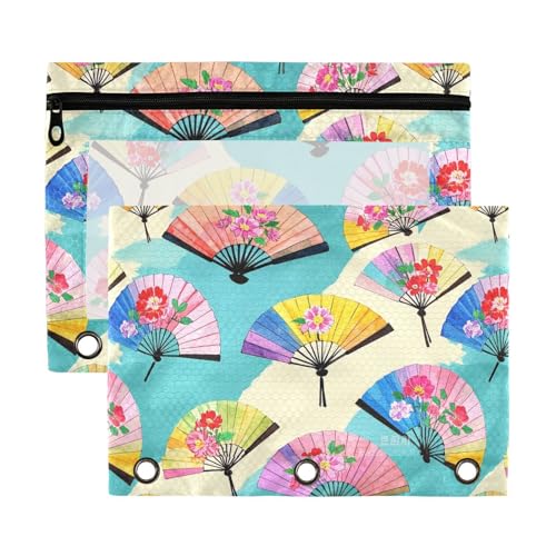 Bunte Schulmappe mit chinesischer Tinte und Blumenmotiv, mit transparentem Fenster, Federmäppchen in verschiedenen Farben, 3 Ringe, Ordner für Bürobedarf, mehrfarbig, 2 Stück Bunte Schulmappe mit chinesischer Tinte und Blumenmotiv, mit transparentem Fenster, Federmäppchen in verschiedenen Farben, 3 Ringe, Ordner für Bürobedarf, mehrfarbig, 2 Stück von aidingzhi