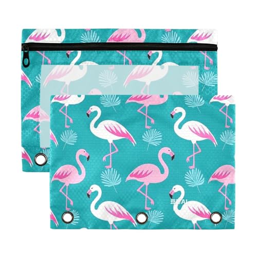 Elegantes Federmäppchen aus Kunststoff, Motiv: Flamingo, Pfirsichfarben, Cyan, mit transparentem Fenster, großes Fassungsvermögen, 3 Stück, für Bürobedarf, mehrfarbig, 2 Stück Elegantes Federmäppchen aus Kunststoff, Motiv: Flamingo, Pfirsichfarben, Cyan, mit transparentem Fenster, großes Fassungsvermögen, 3 Stück, für Bürobedarf, mehrfarbig, 2 Stück von aidingzhi