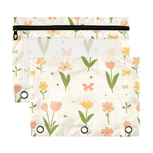 Fresh Little Flowers Binder-Organizer-Set mit transparentem Fenster, Bleistiftbeutel in verschiedenen Farben, 3 Ringe, Ordner zur Aufbewahrung von Schul- und Bürobedarf, mehrfarbig, 2 Stück Fresh Little Flowers Binder-Organizer-Set mit transparentem Fenster, Bleistiftbeutel in verschiedenen Farben, 3 Ringe, Ordner zur Aufbewahrung von Schul- und Bürobedarf, mehrfarbig, 2 Stück von aidingzhi