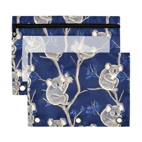 Koala Art Animals blauer Stifthalter mit transparentem Fenster, Federmäppchen, groß und stabil, 3 Ringe, Schule, Klasse, Büro, Organizer, mehrfarbig, 2 Stück Koala Art Animals blauer Stifthalter mit transparentem Fenster, Federmäppchen, groß und stabil, 3 Ringe, Schule, Klasse, Büro, Organizer, mehrfarbig, 2 Stück von aidingzhi