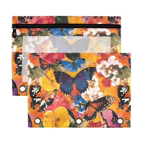 Kunststoffordner mit Schmetterlingen und Blumen, lebendige Farben, mit transparentem Fenster, große Kapazität, 3-Loch-Binder zur Aufbewahrung von Schulstudenten, Lehrerbedarf, mehrfarbig, 2 Stück Kunststoffordner mit Schmetterlingen und Blumen, lebendige Farben, mit transparentem Fenster, große Kapazität, 3-Loch-Binder zur Aufbewahrung von Schulstudenten, Lehrerbedarf, mehrfarbig, 2 Stück von aidingzhi