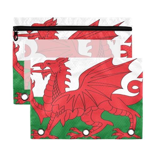 Organizer mit Wales-Flagge, walisischer Nationaldrache, Organizer mit transparentem Fenster, Federmäppchen, große Kapazität, 3 Ringe, Ordner für Klassenzimmer, Schule, Büro, mehrfarbig, 2 Stück Organizer mit Wales-Flagge, walisischer Nationaldrache, Organizer mit transparentem Fenster, Federmäppchen, große Kapazität, 3 Ringe, Ordner für Klassenzimmer, Schule, Büro, mehrfarbig, 2 Stück von aidingzhi