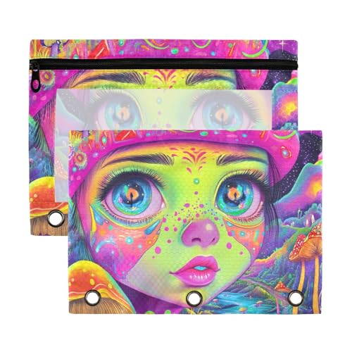 Psychedelic Bunte Querformatmappe aus Kunststoff mit transparentem Fenster, großes Federmäppchen mit Reißverschluss, klares Fenster und Ösen, 3 Ringe, Ordner zur Aufbewahrung von Schul- und Bürobedarf Psychedelic Bunte Querformatmappe aus Kunststoff mit transparentem Fenster, großes Federmäppchen mit Reißverschluss, klares Fenster und Ösen, 3 Ringe, Ordner zur Aufbewahrung von Schul- und Bürobedarf von aidingzhi
