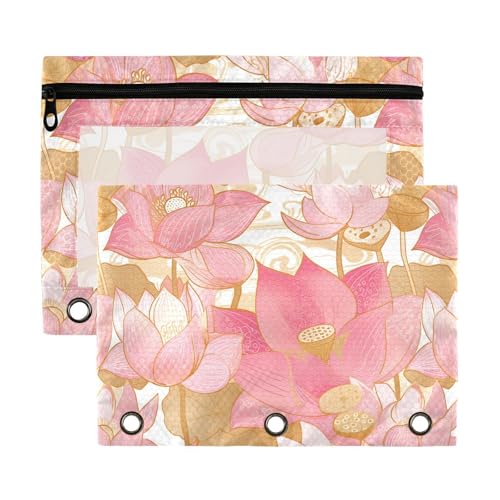 Rotgoldenes Blumenetui für Ordner mit transparentem Fenster, Stoff-Federmäppchen, große Kapazität, 3-fach gelocht, für Schule, Büro und Zuhause, mehrfarbig, 2 Stück Rotgoldenes Blumenetui für Ordner mit transparentem Fenster, Stoff-Federmäppchen, große Kapazität, 3-fach gelocht, für Schule, Büro und Zuhause, mehrfarbig, 2 Stück von aidingzhi