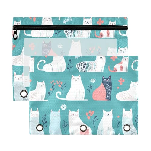 Sweet American Curlcats Türkisfarbener Binder-Bleistift mit transparenten Fensterringen, Federmäppchen, transparentes Fenster und Ösen, 3-Loch-Binder für Schule, Büro und Zuhause, mehrfarbig, 2 Stück Sweet American Curlcats Türkisfarbener Binder-Bleistift mit transparenten Fensterringen, Federmäppchen, transparentes Fenster und Ösen, 3-Loch-Binder für Schule, Büro und Zuhause, mehrfarbig, 2 Stück von aidingzhi