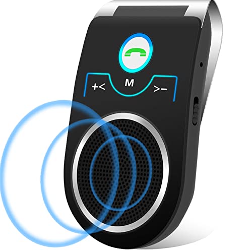 Bluetooth Freisprecheinrichtung für Auto, Bluetooth 5.0 Freisprechanlage Car-Kit mit Geräuschunterdrückendes Mikrofon und HiFi Sound für GPS, Musik-Siri Sprachsteuerung-Unterstützt 2 Telefone von aigolink