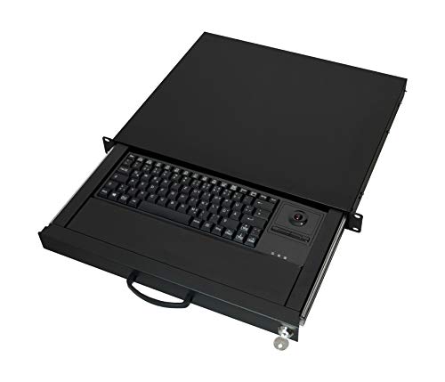 aixcase AIX-19K1UKDETB-B 19"-Tastaturschublade 1HE mit Tastatur DE + Trackball, USB von aixcase
