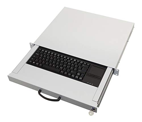 aixcase AIX-19K1UKDETP-W 19"-Tastaturschublade 1HE mit Tastatur DE + Touchpad, USB, beige von aixcase
