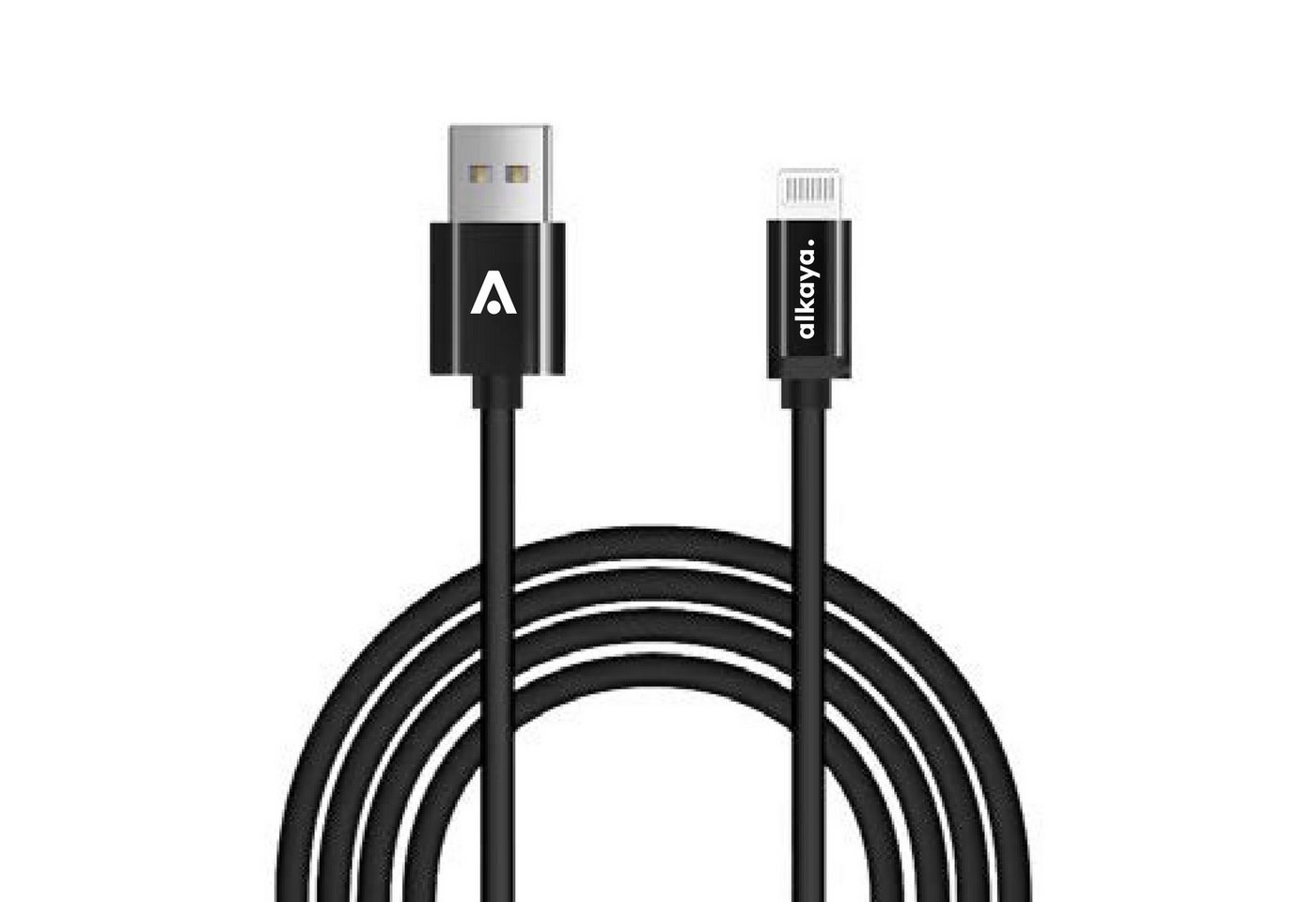 alkaya. Speed Flex Datenkabel Hochglanz 15W USB-A zu Lightning 1m Schwarz Autoladekabel von alkaya.