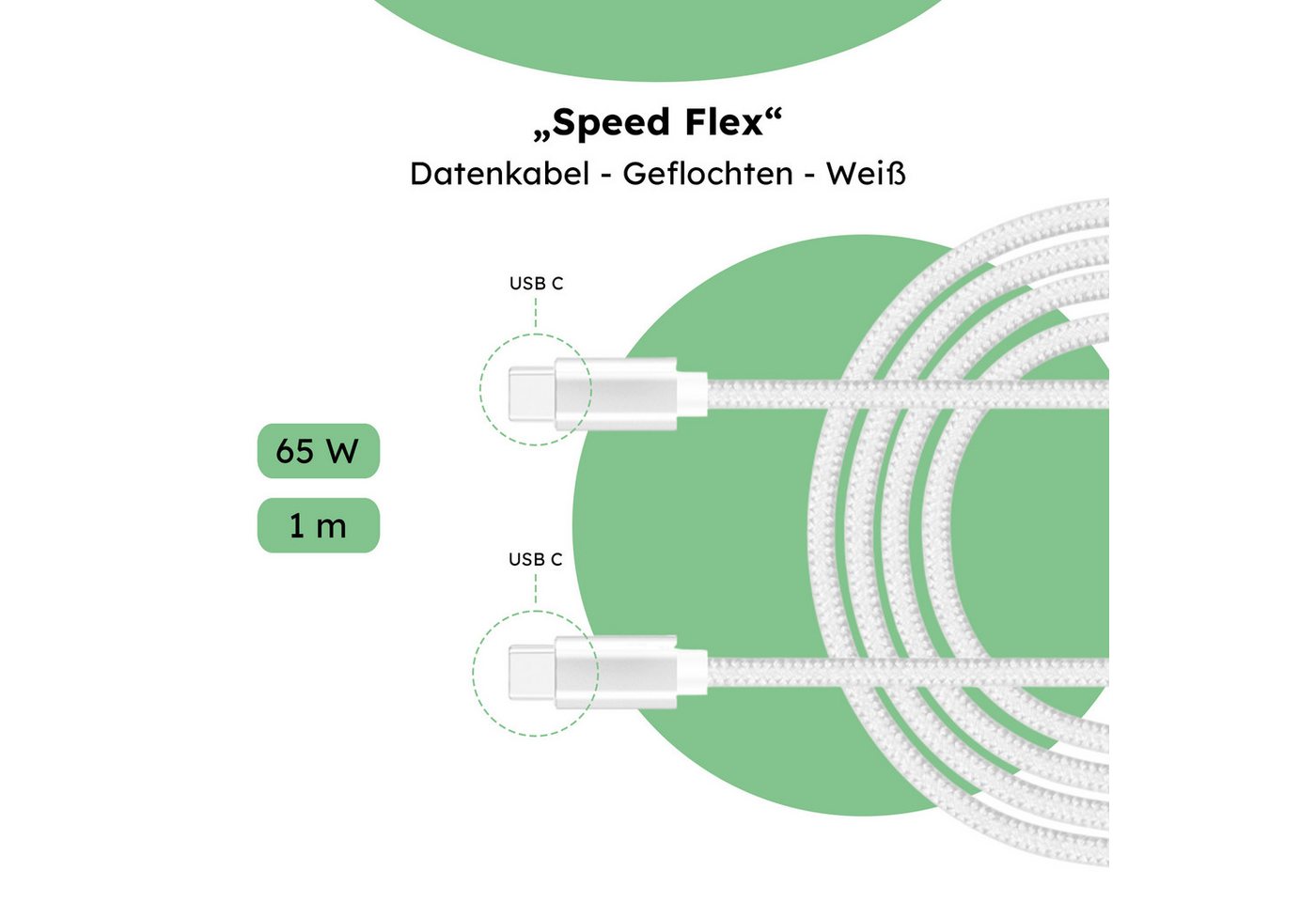 alkaya. iPhone 15 Ladekabel USB-C, Datenkabel geflochten schwarz, Lightningkabel, kompatibel mit Samsung, Xiaomi, Sony, Google, Huawei - 1m/65W von alkaya.