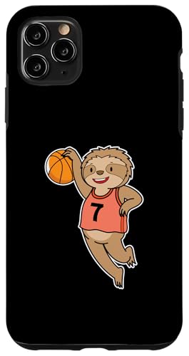 Hülle für iPhone 11 Pro Max Faultier spielt Basketball von animal basketball sport basket hall dribbling