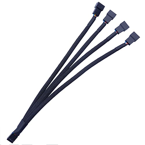 antianzhizhuang 27 Cm 4-Wege PWM Lüfter Splitter Schwarz Ummanteltes 4-poliges Kabel 4-poliger PWM Anschluss Lüfter Verlängerungskabel Außendurchmesser 1 4 Mm von antianzhizhuang