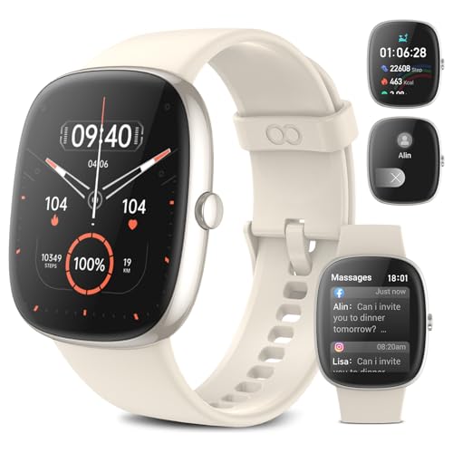 anyloop Smartwatch Damen Herren, 1.69" HD Touchscreen Fitnessuhr, Fitness Tracker mit Herzfrequenz Schlafmonitor Schrittzähler, IP68 Wasserdicht Sportuhr,Armbanduhr Stoppuhr für Android iOS Grau von anyloop