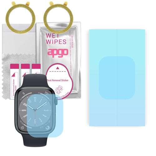 apgo 2 Stück HD HQ FLEX Schutzfolie kompatibel mit Apple Watch 8 (45mm) Smartwatch, Hydrogel Displayschutzfolie mit abgerundeten Rändern, Displayfolie zum gesamten Bildschirm von apgo