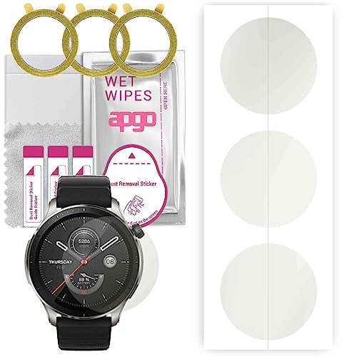 apgo 3 Stück Schutzfolie, Matt, kompatibel mit Amazfit GTR 4 Smartwatch, Hydrogel Displayschutzfolie mit Positionierhilfe, Displayfolie, robust und kratzfest von apgo