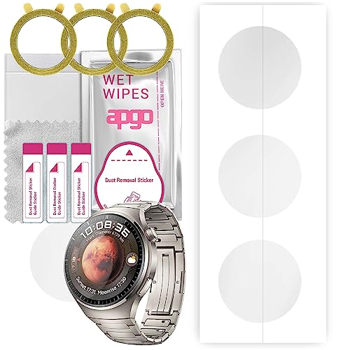 apgo 3 Stück Schutzfolie, klar, kompatibel mit Huawei Watch 4 Pro Smartwatch, Hydrogel Displayschutzfolie mit Positionierhilfe, Displayfolie, robust und kratzfest von apgo