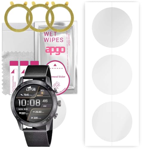 apgo 3 Stück Schutzfolie, klar, kompatibel mit Lotus Smartwatch 50048/1 Smartwatch, Hydrogel Displayschutzfolie mit Positionierhilfe, Displayfolie, robust und kratzfest von apgo