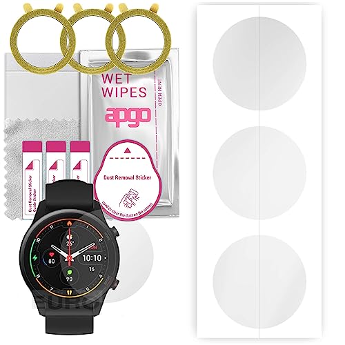 apgo 3 Stück Schutzfolie, klar, kompatibel mit Xiaomi Mi Watch Smartwatch, Hydrogel Displayschutzfolie mit Positionierhilfe, Displayfolie, robust und kratzfest von apgo