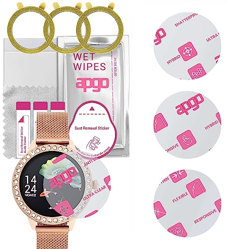 apgo 3 Stück Schutzglas, klar, kompatibel mit Garett Women Victoria Smartwatch, Hybrid 8H, Ersatz für Hartglas, Displayschutzglas, Bildschirmschutz, Displayschutz, kratzfest von apgo